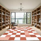 Modern Terracotta Tonal Pixel Block Rug
