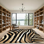 Brown Beige Black Zebra Stripes Rug