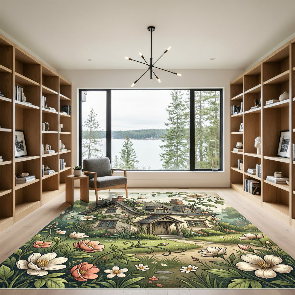 Whimsical Floral Cottage Garden Rug