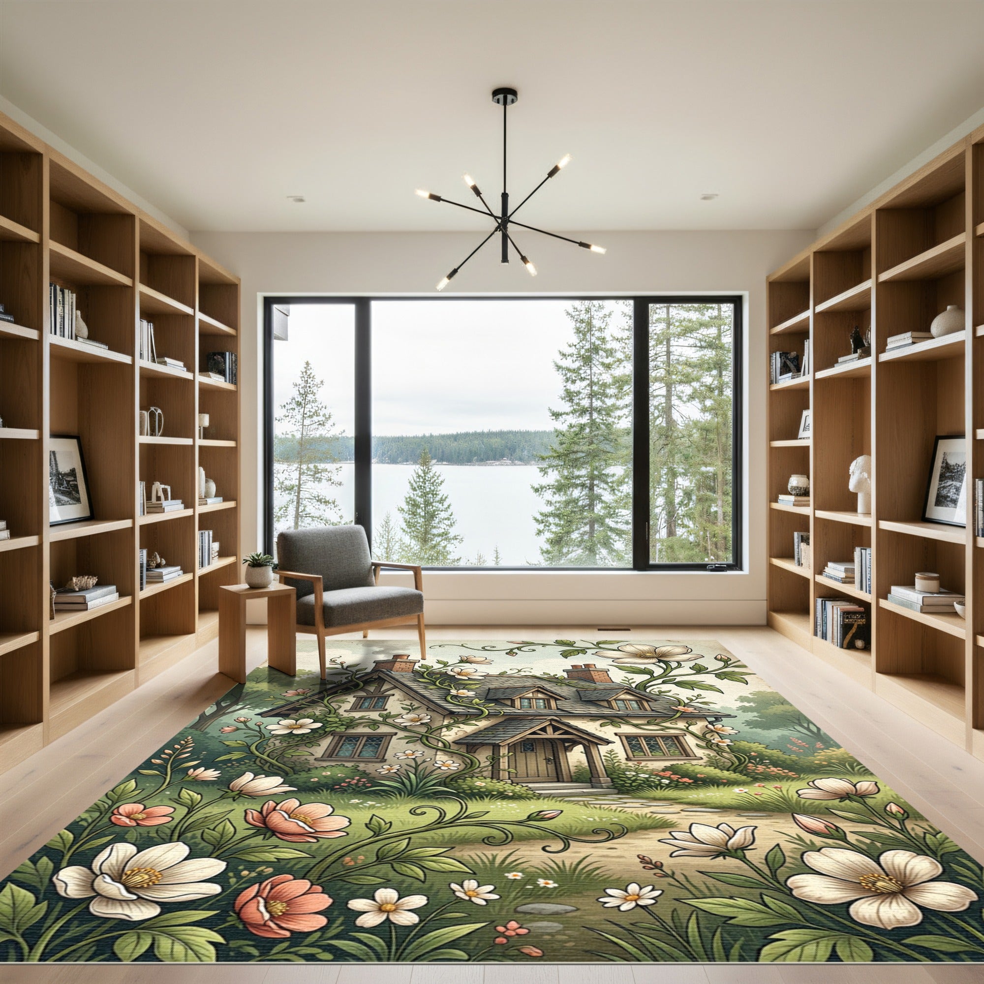 Whimsical Floral Cottage Garden Rug