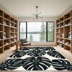 Dark Green Tropical Monstera Leaves Rug