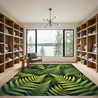 Lush Green Fern Foliage Abstract Rug