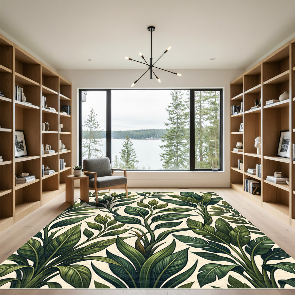 Verdant Jungle Canopy Leafy Embrace Rug