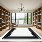 Black Elegant Beveled Edge Frame Rug