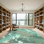 Ethereal Seafoam Green Abstract Wave Rug