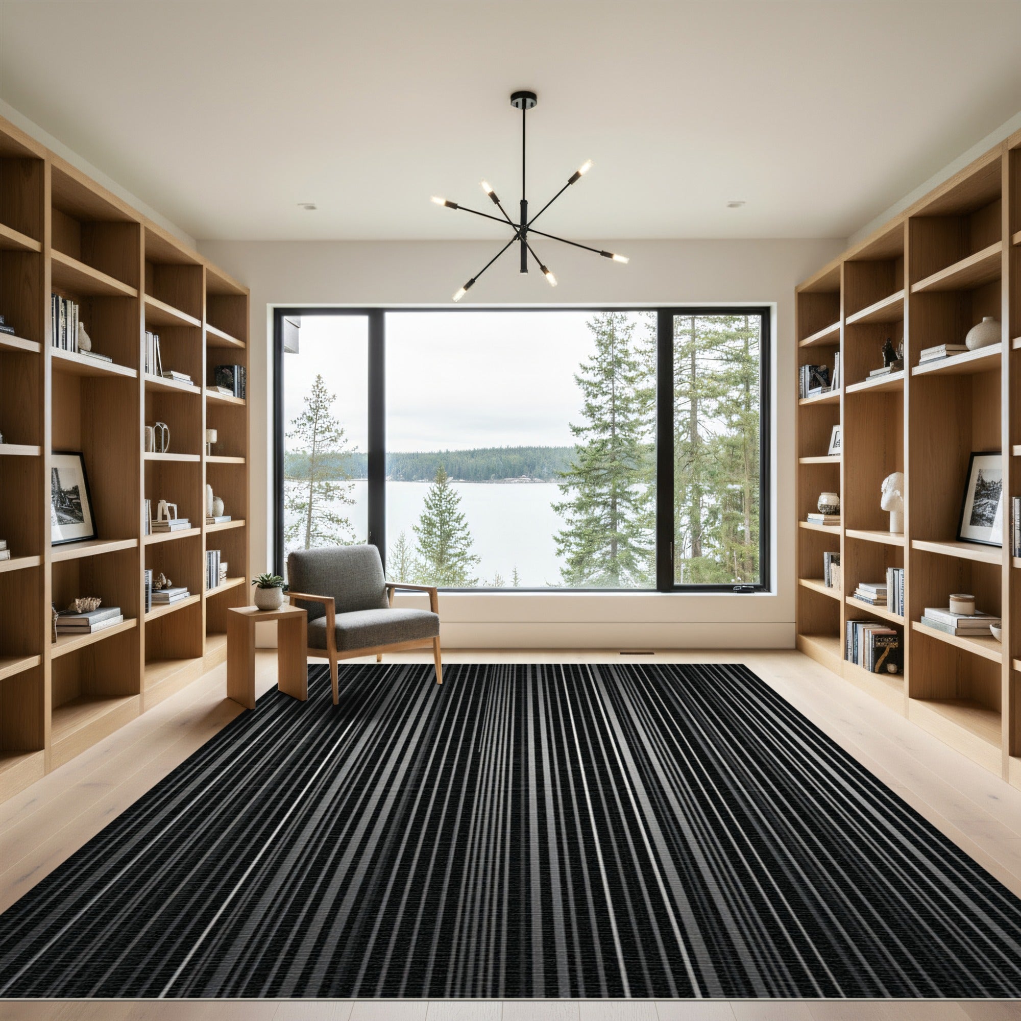 Monochromatic Vertical Stripe Grid Rug
