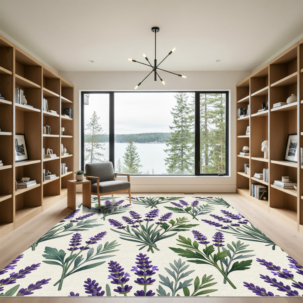 Lavender Botanical Floral Sprig Rug