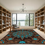 Celestial Teal Starburst Filigree Rug