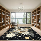 Abstract Neutral Ink Splash Art Rug