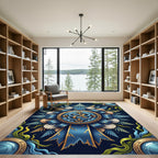 Marine Nautical Knot Shell Fern Medallion Rug