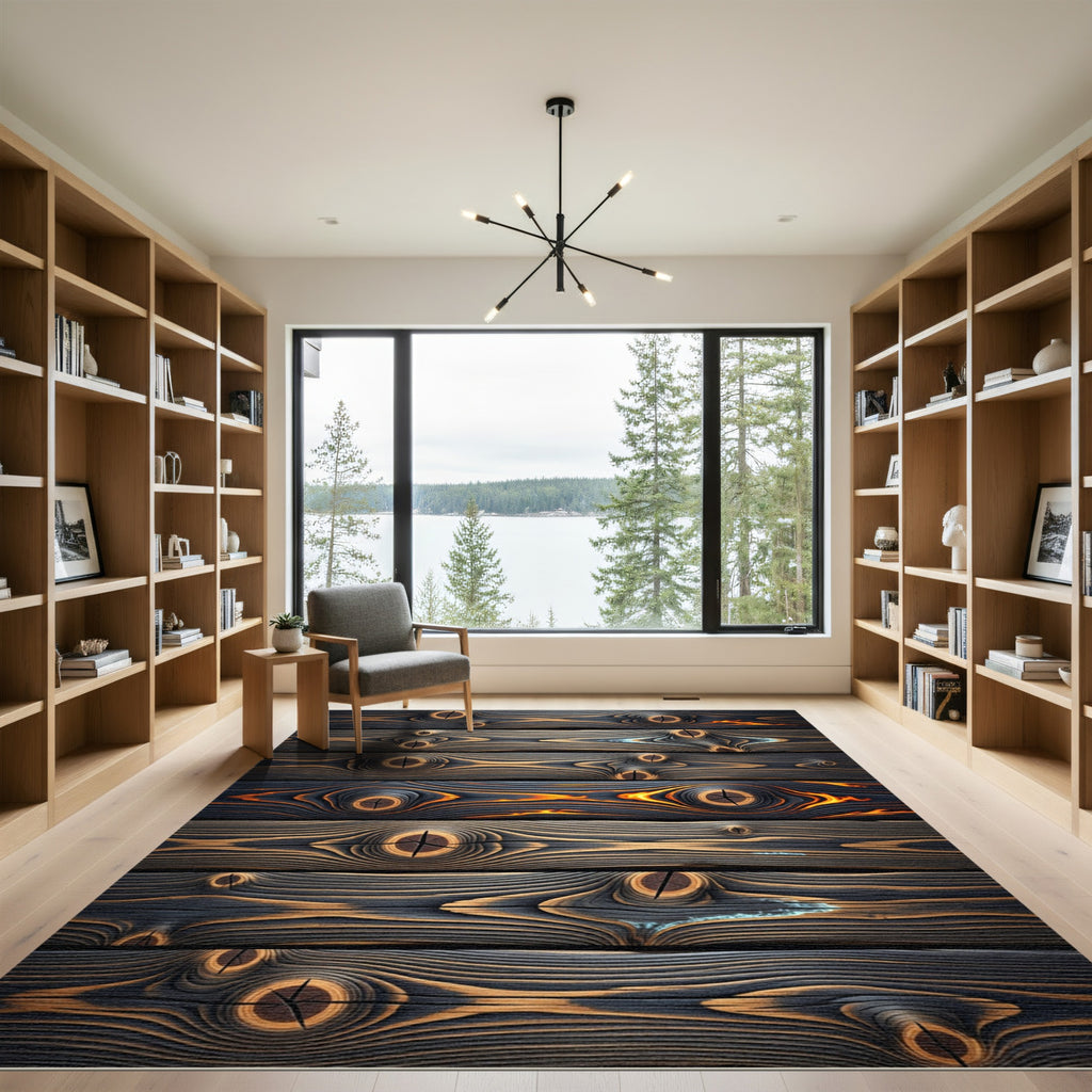 Striated Wood Grain Fire Accents Rug