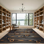 Striated Wood Grain Fire Accents Rug