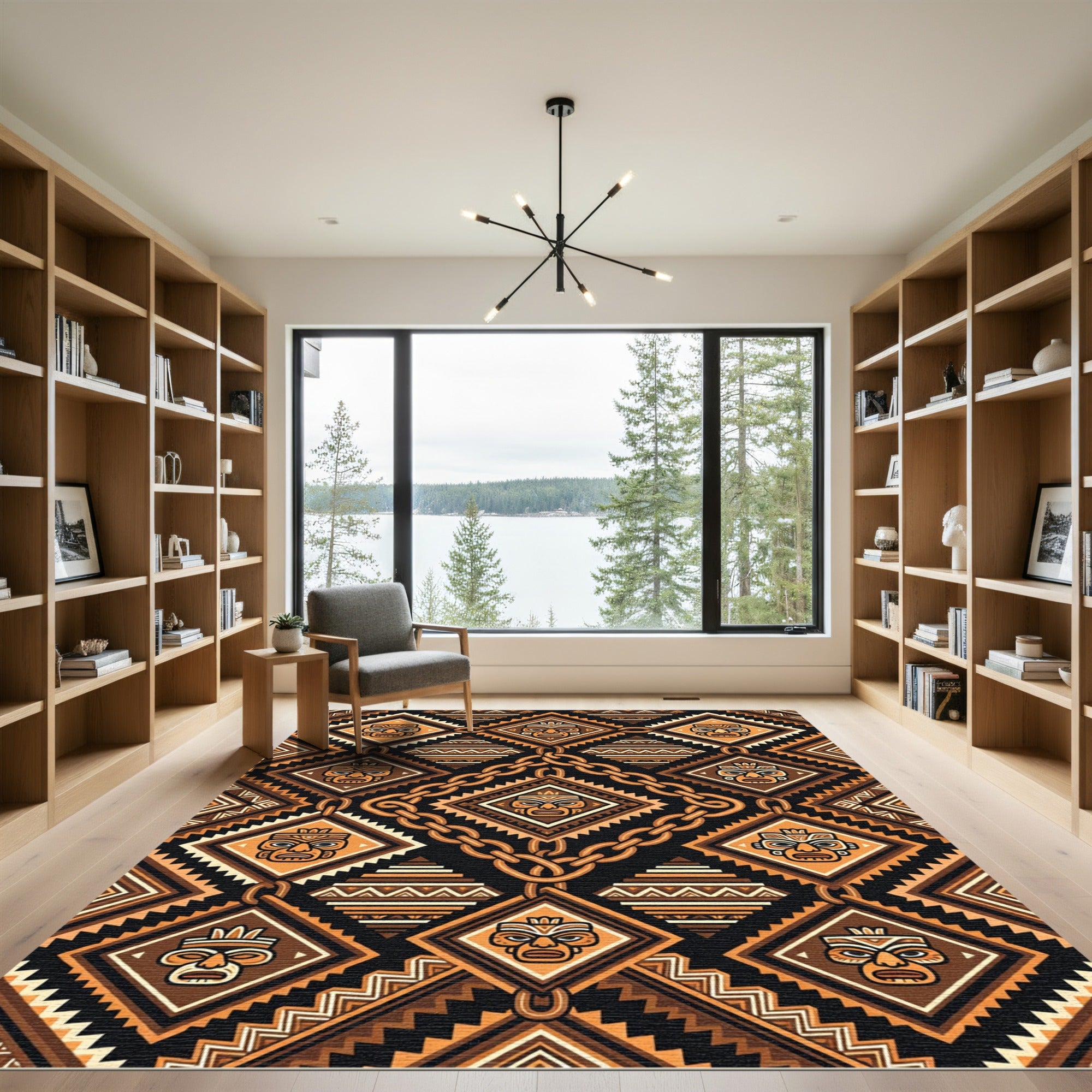 Tribal Mask Chains Diamond Rug