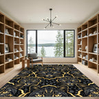 Black Leopard Gold Arabesque Repeat Rug