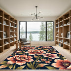 Coral Peony Blossom Garden Rug