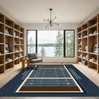 Modern Blue Grid Football Field Rug