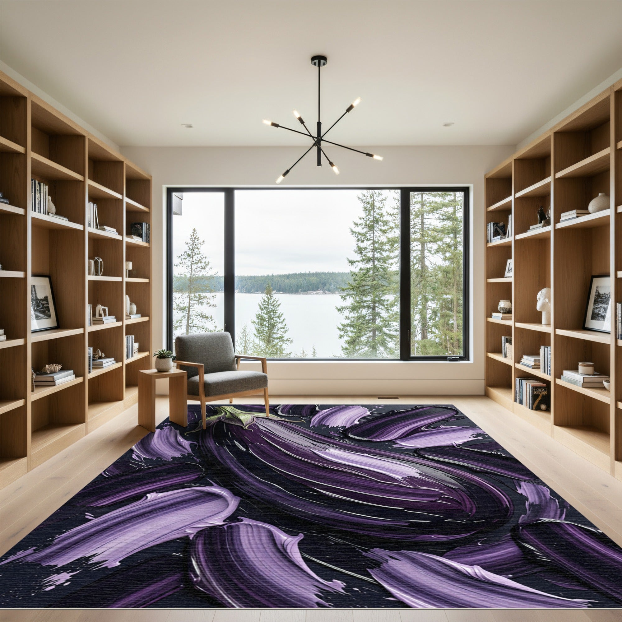 Deep Purple Brushstroke Eggplant Texture Rug