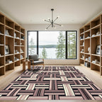 Woven Mauve Cream Stripe Composition Rug