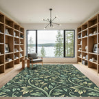 Sage Leaf Swirl Botanical Trellis Rug