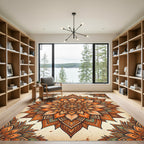 Ornate Terracotta Amber Floral Mandala Rug