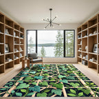 Lush Green Ivy Lattice Trellis Rug