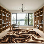 Modern Chocolate Swirl Abstract Art Rug