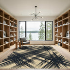 Dark Teal Grunge Plaid Lines Rug