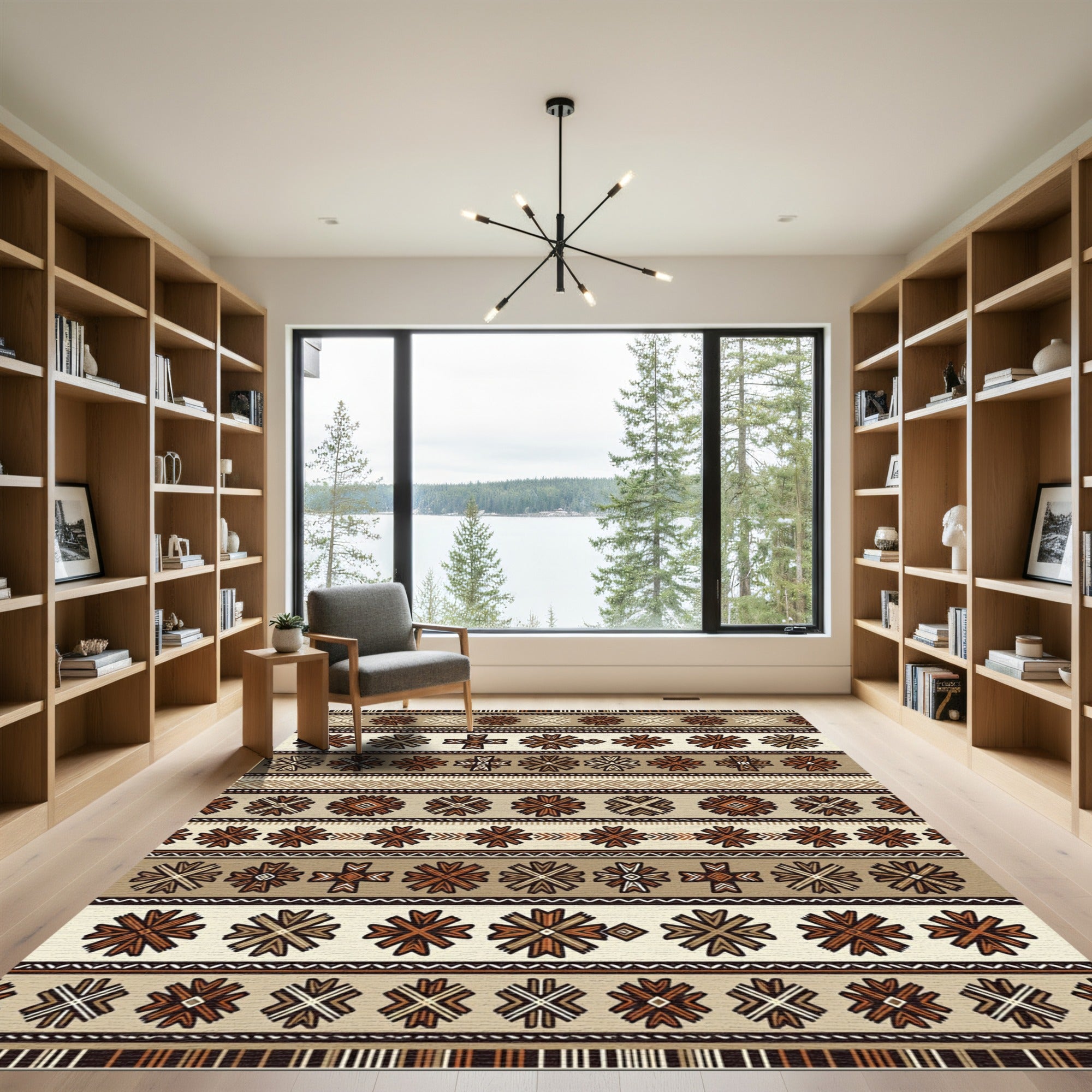 Ethnic Multi Geometric Stripe Rug