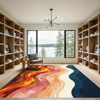 Fiery Crimson Gradient Wave Layers Rug