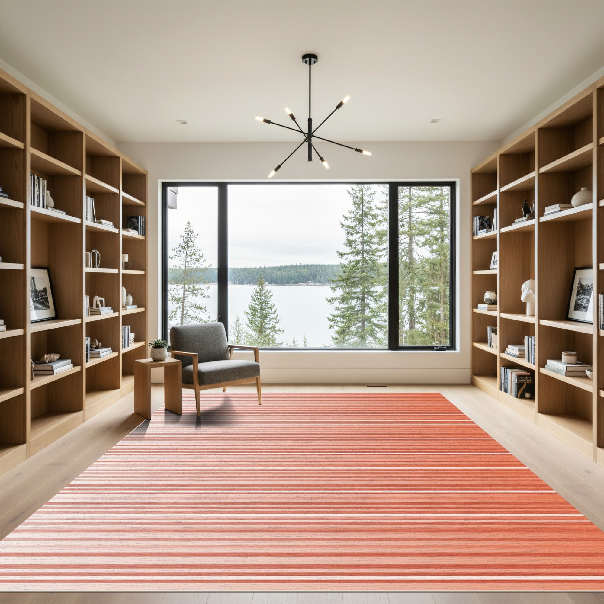 Coral Ombre Horizontal Stripe Rug