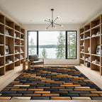 Earthy Tone Staggered Brick Rug