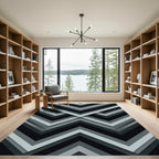 Monochrome Gray Angular Chevron Geometric Rug