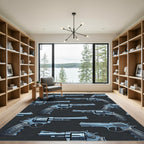 Cool Chrome Revolver Blueprint Art Rug