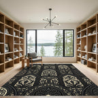 Dark Gothic Arched Floral Damask Rug