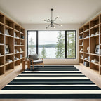Classic Black and Cream Stripe Rug
