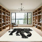 Striking Dark Tiger Walking Silhouette Rug