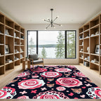 Pink Leopard Roses and Wild Cat Rug