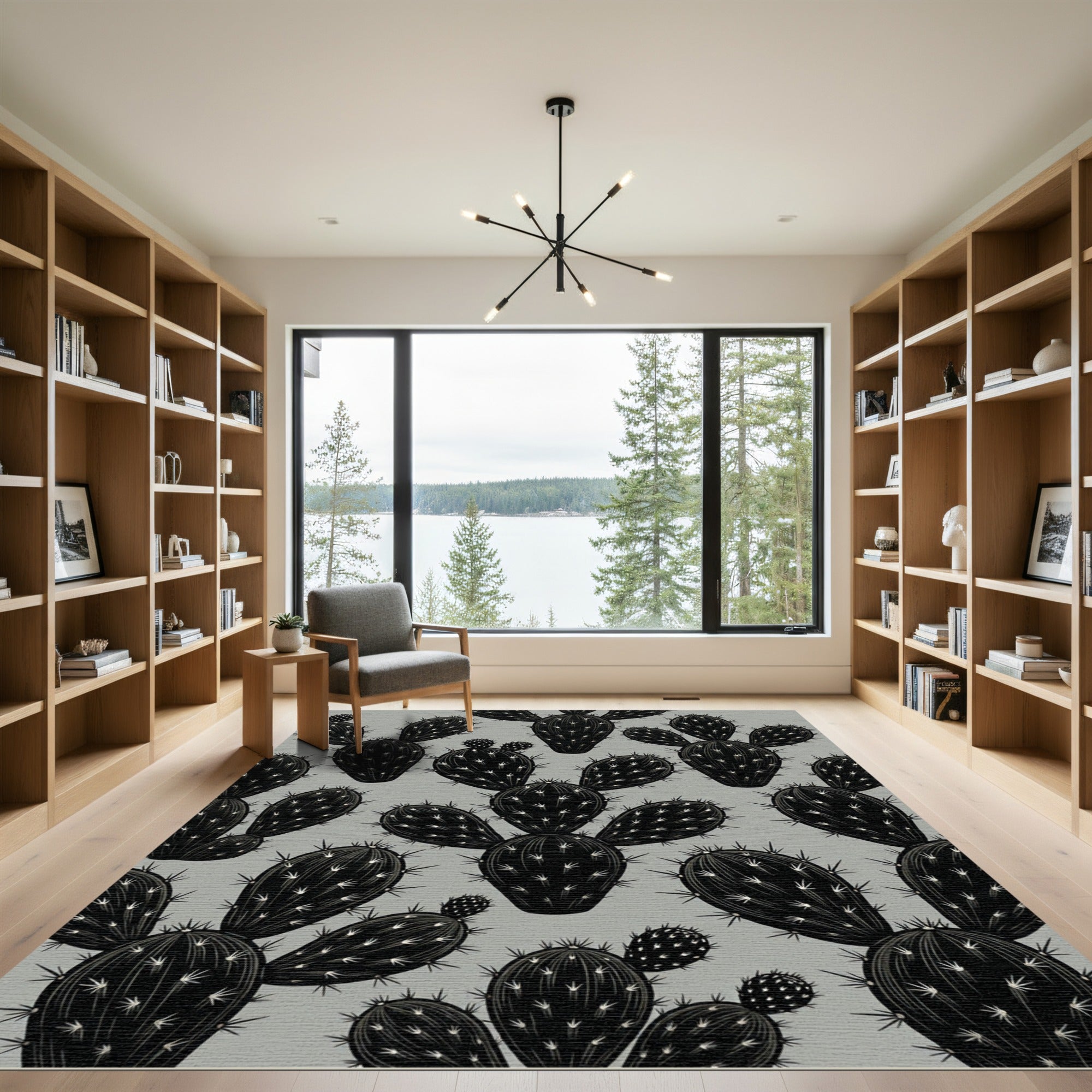 Black Prickly Pear Cactus Texture Rug