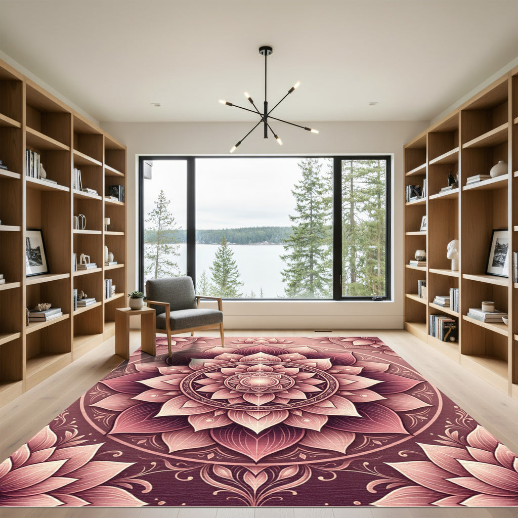 Rose Gold Mandala Flower Bloom Rug