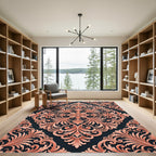 Blush Coral Ornate Damask Medallion Rug