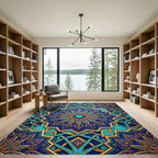 Azure Gold Geometric Star Medallion Rug