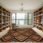 Earthy Brown Zigzag Geometric Diamond Rug