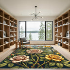Elegant Golden Rose Greenhouse Arrangement Rug