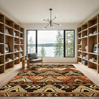 Earthy Aztec Pyramid Geometric Terracotta Rug