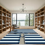 Minimalist Navy and White Striped Pier Rug