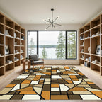 Geometric Earthy Tone Abstract Blocks Rug