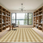Classic Beige Plaid Grid Rug