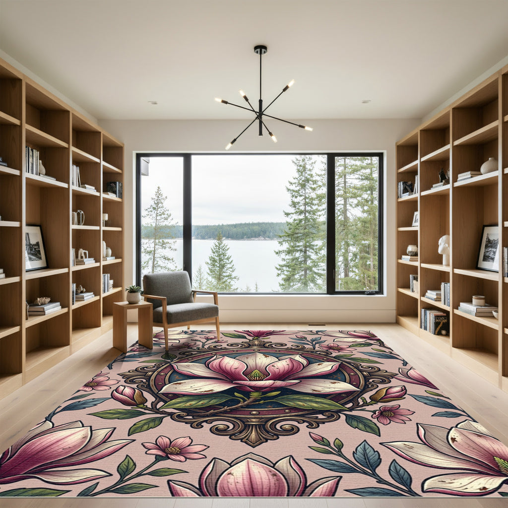 Vintage Magnolia Medallion Blush Floral Rug