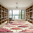 Whimsical Rose Pink Celestial Clouds Rug