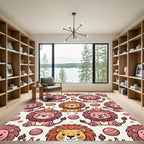 Cute Royal Lion and Ball Wallpaper Rug